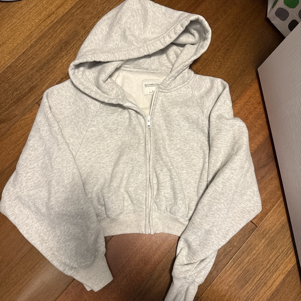Abercrombie & Fitch Light Gray Cropped Hoodie